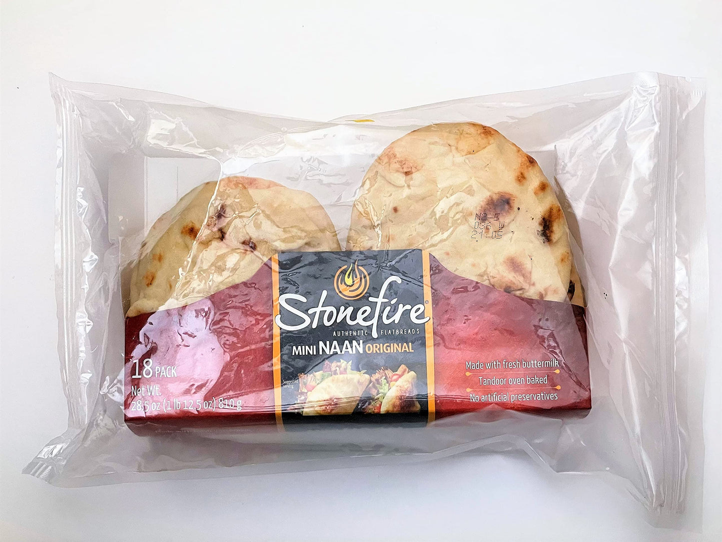 Stonefire Mini Naan (Original) Fresh Authentic Flatbreads, 18 Mini Flatbreads Total in a resealable packaging