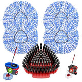 Fatmass 5 Pack Spin Mop Replacement for O Cedar RinseClean 2-Tank System,Include 4 Mop Replace Heads + 1 Upgrade Scrubber Brush, 100% Microfiber Mop