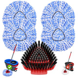 Fatmass 5 Pack Spin Mop Replacement for O Cedar RinseClean 2-Tank System,Include 4 Mop Replace Heads + 1 Upgrade Scrubber Brush, 100% Microfiber Mop