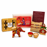 LOVENSPIRE Designer Ganesha Rakhi Gift Hamper for Brother & Bhabhi - Includes 2 Adjustable Rakhi Bracelets, Decorative Haldi Kumkum Holder