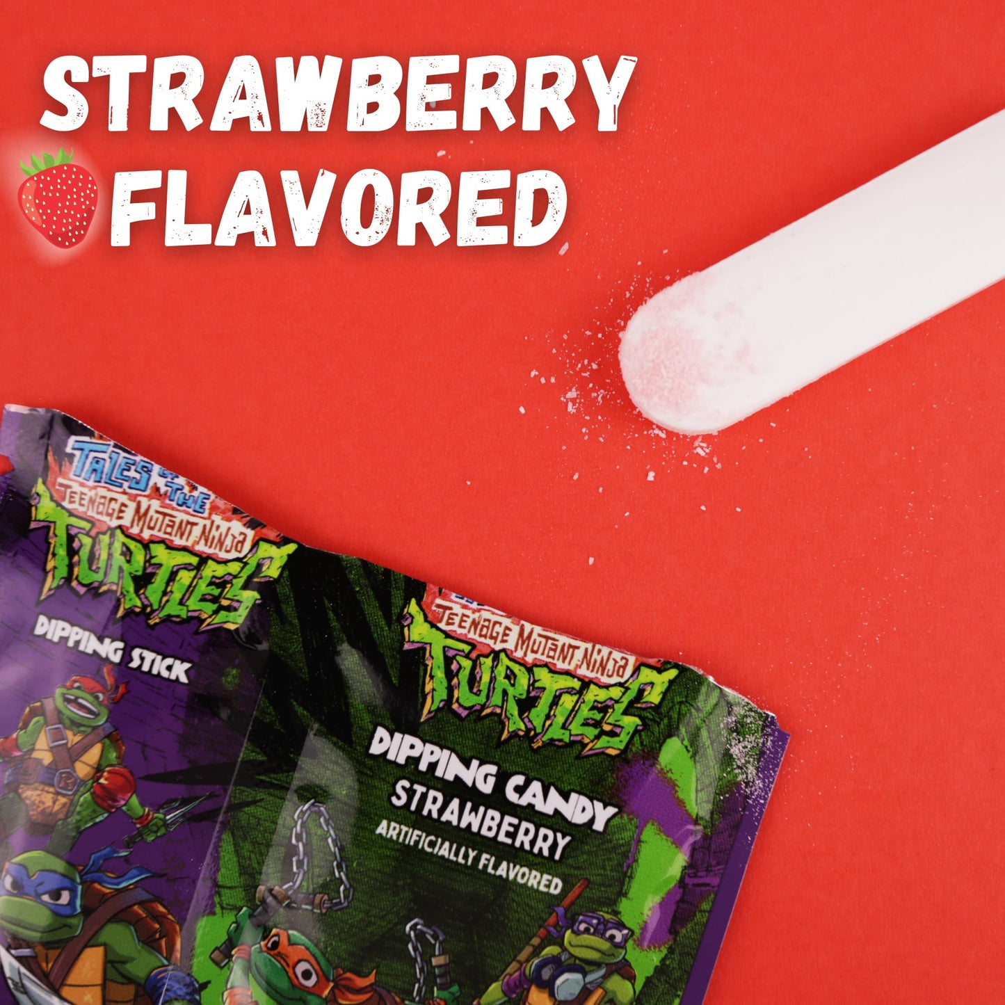 Teenage Mutant Ninja Turtles TMNT Candy Sticks and Dipping Powder, Strawberry Flavored Birthday Party Favors, 20 Pouches