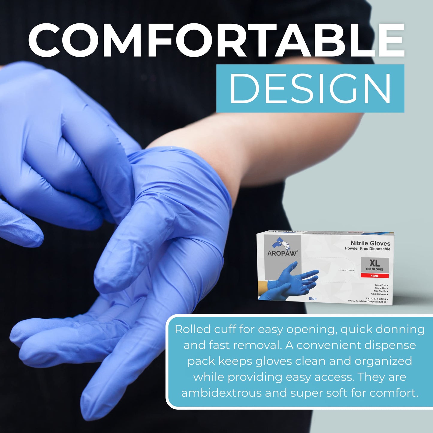 AroPaw Nitrile Gloves By The Case, Disposable Gloves, Comfortable, Powder Free, Latex Free (Medium, 30 Cases)