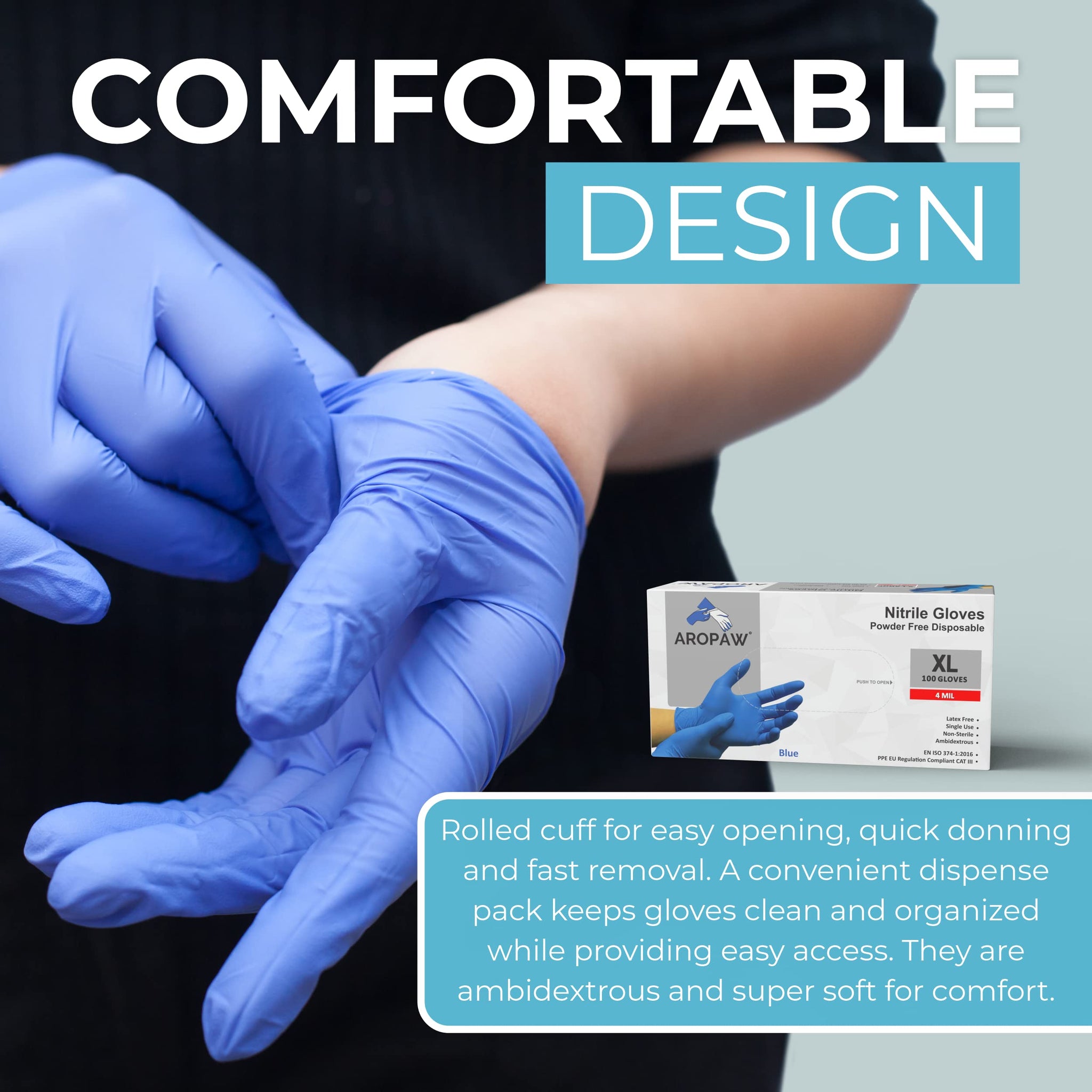 AroPaw Nitrile Gloves By The Case, Disposable Gloves, Comfortable, Powder Free, Latex Free (Medium, 30 Cases)
