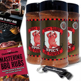 Trim Tabb’s Spicy Pig Powder Premium BBQ Barbecue Rub & Seasoning 3 Pk (36 oz) + BBQ Masters & Opener (5 Items)!