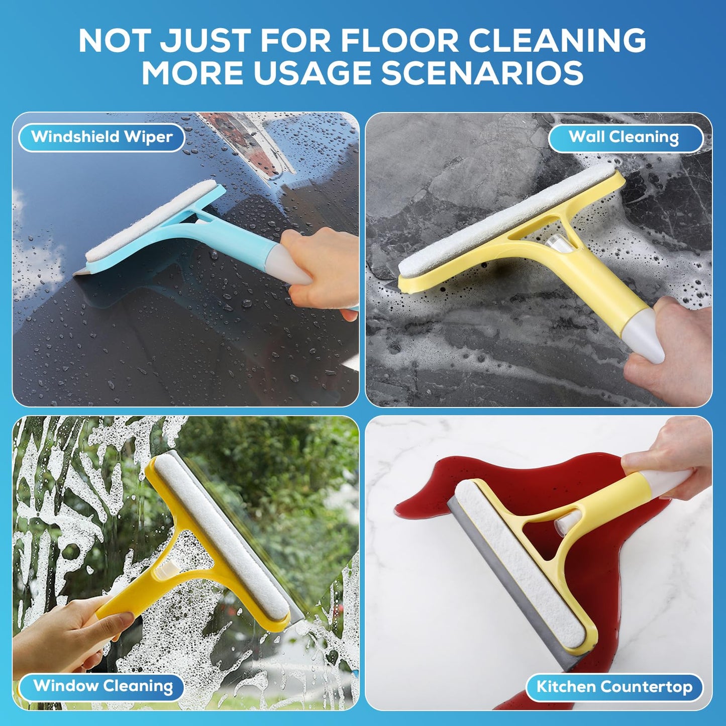 2 Pcs Window Squeegee with Sprayer,3 in 1 Spray Squeegee?3 in One Window Cleaning Scraper for Car, Home, Kitchen Windows