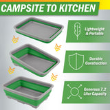 Collapsible Bucket for Cleaning 2-Pack - 7.27L Foldable Wash Bin Dish Tubs - Collapsible Wash Basin or Camping Sink Set for Beach, Tailgating or