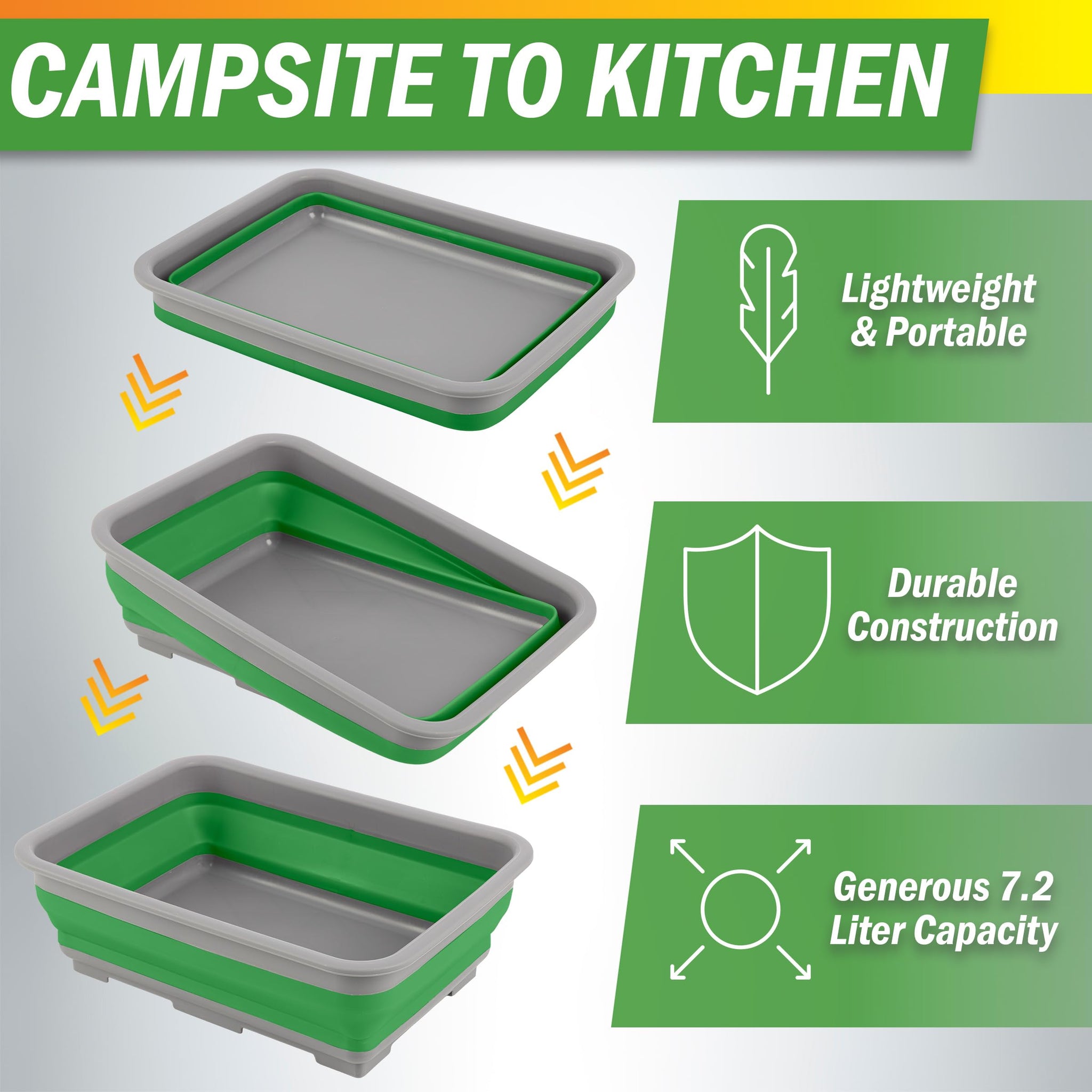 Collapsible Bucket for Cleaning 2-Pack - 7.27L Foldable Wash Bin Dish Tubs - Collapsible Wash Basin or Camping Sink Set for Beach, Tailgating or