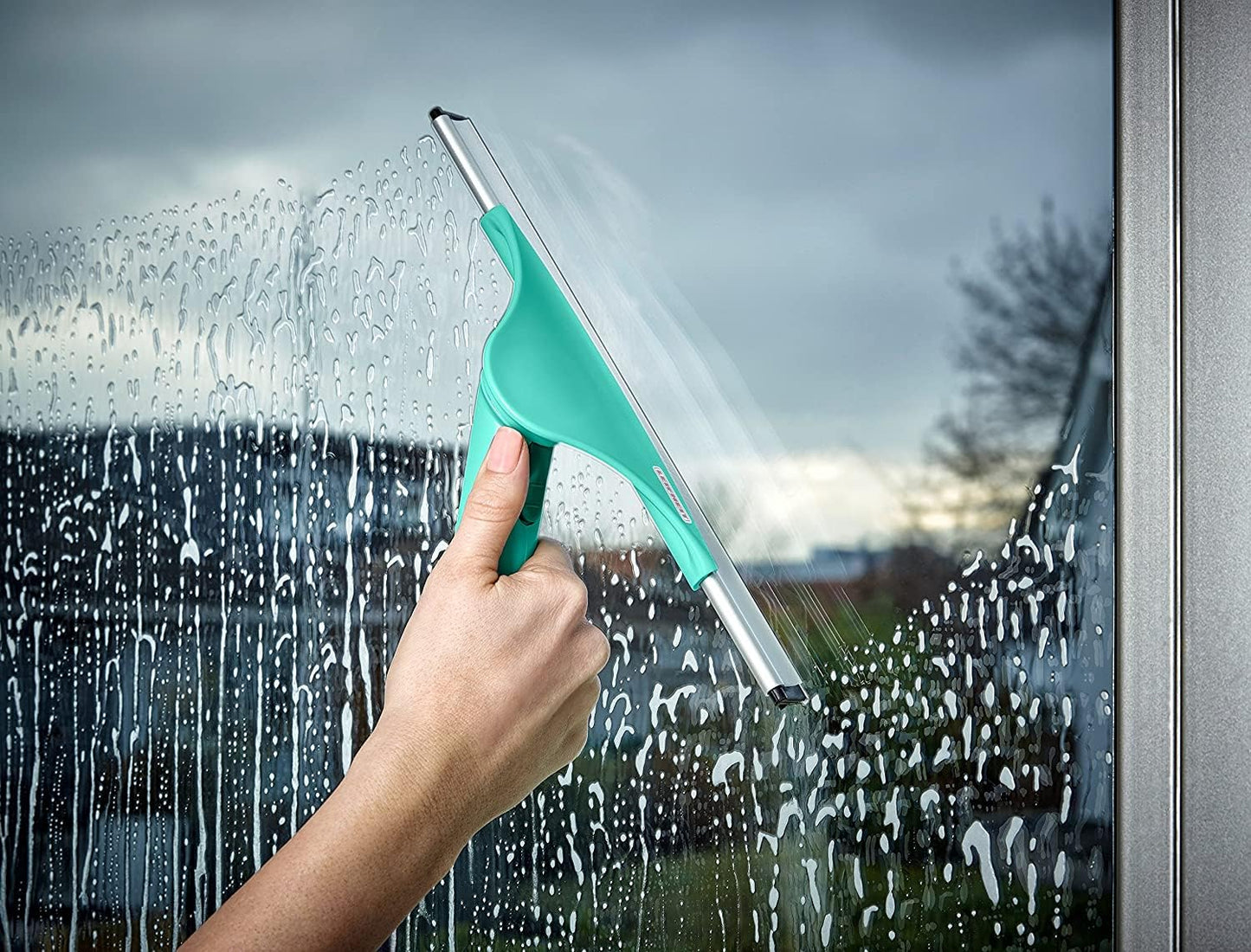 Leifheit 28 cm Window Wiper Powerslide with 4 m Aluminium Telescopic Handle