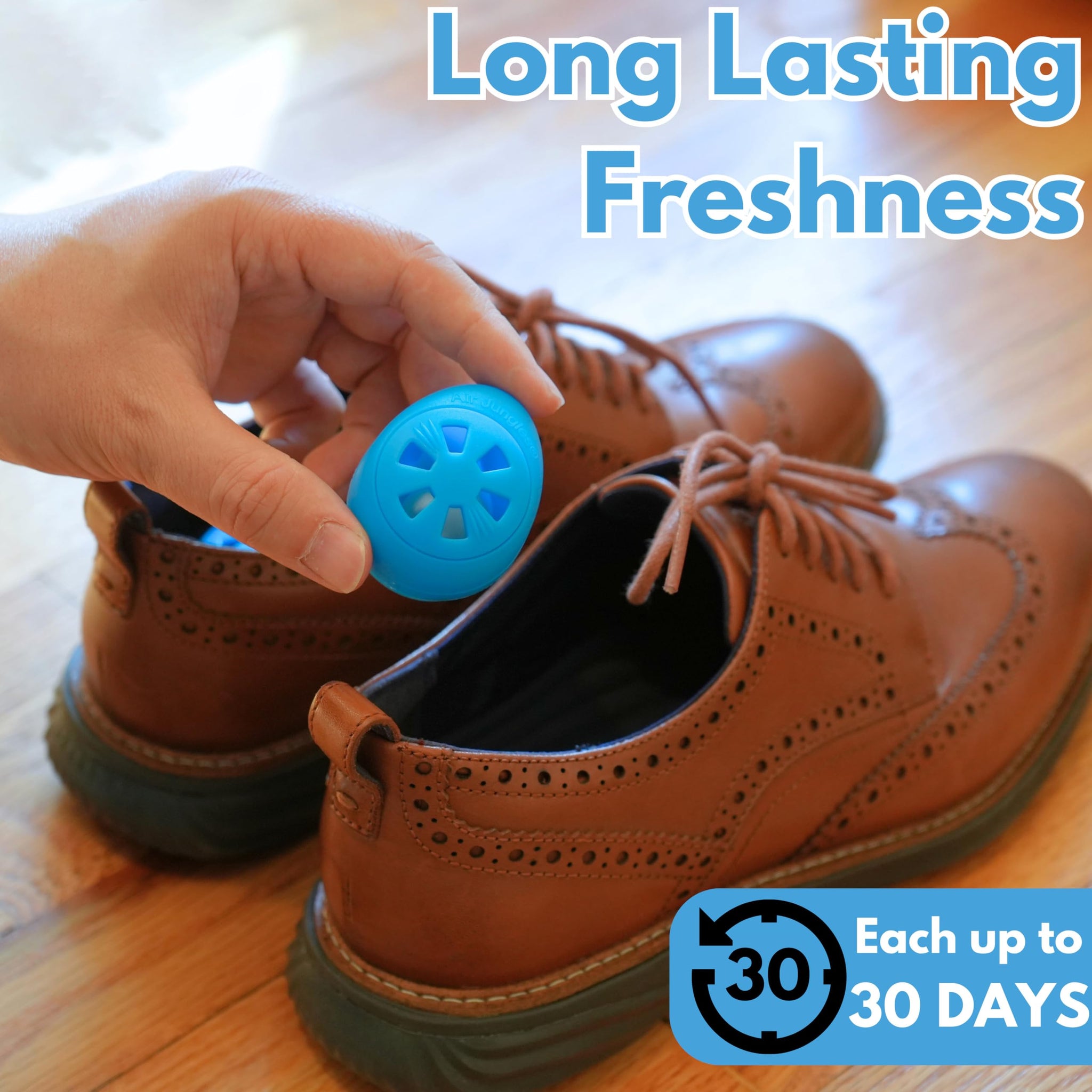 Air Jungles Shoe Deodorizer Balls 12 Ct, Fresh Linen Scent, Odor Remover Balls for Sneakers, Gym Bags, Lockers, and Drawers, Essential Oil Provides