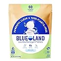 BLUELAND Laundry Detergent Tablets, 60 Count, Plastic-Free Eco-Friendly Pods, Sheets, Liquid Alternative - Fragrance Free and Clear, Natural, Gentle