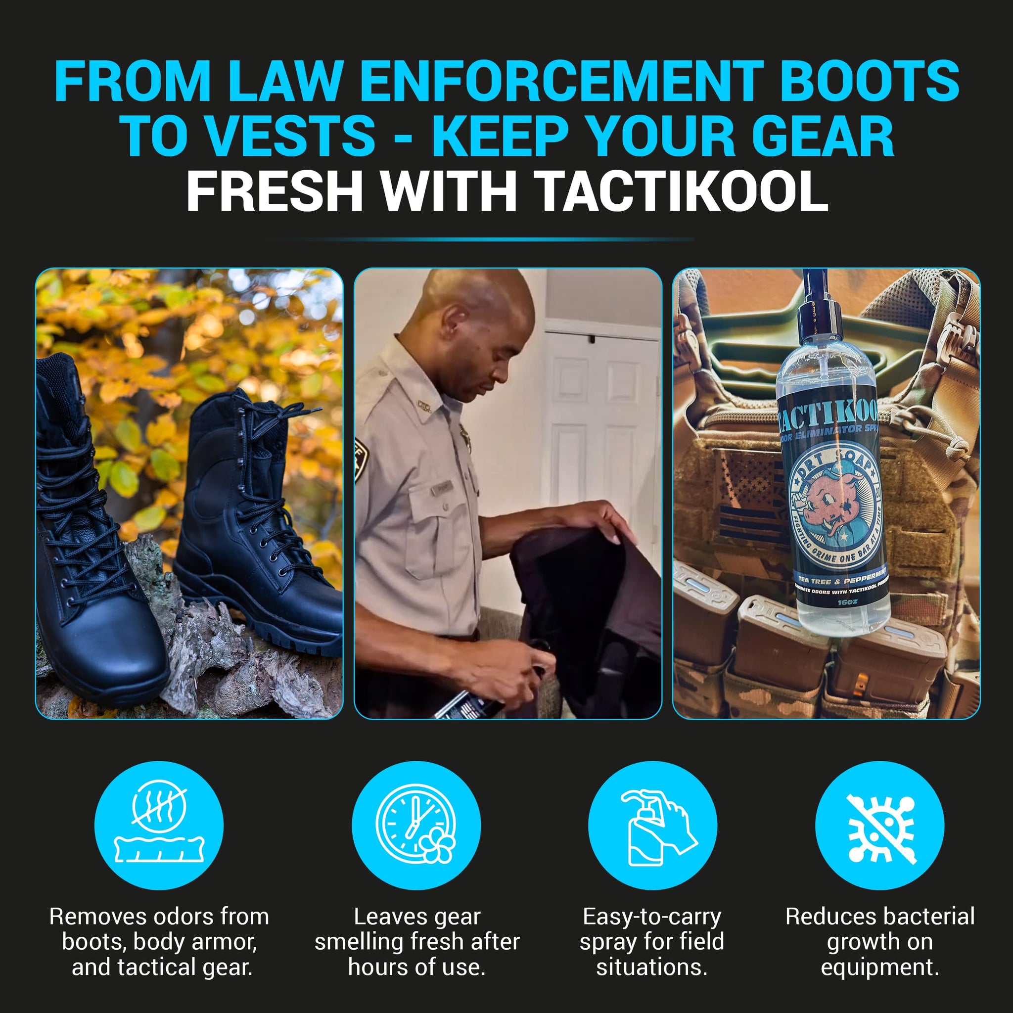 DRT Soap Odor Eliminator for Active & Protective Gear - Pack of 2 (16oz) Instant Deodorizer Spray for K9 Equipment, Vests, Uniforms & More | Quick