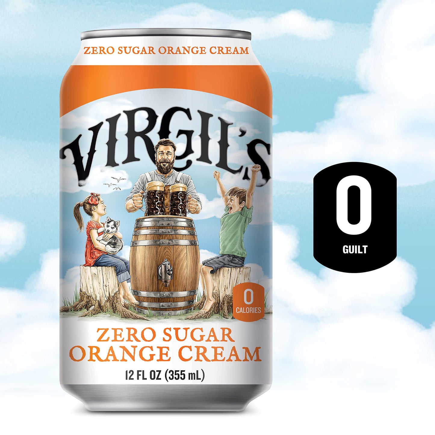 Virgil's New All-Natural Zero Sugar Orange Soda, 12-oz (24 Cans)
