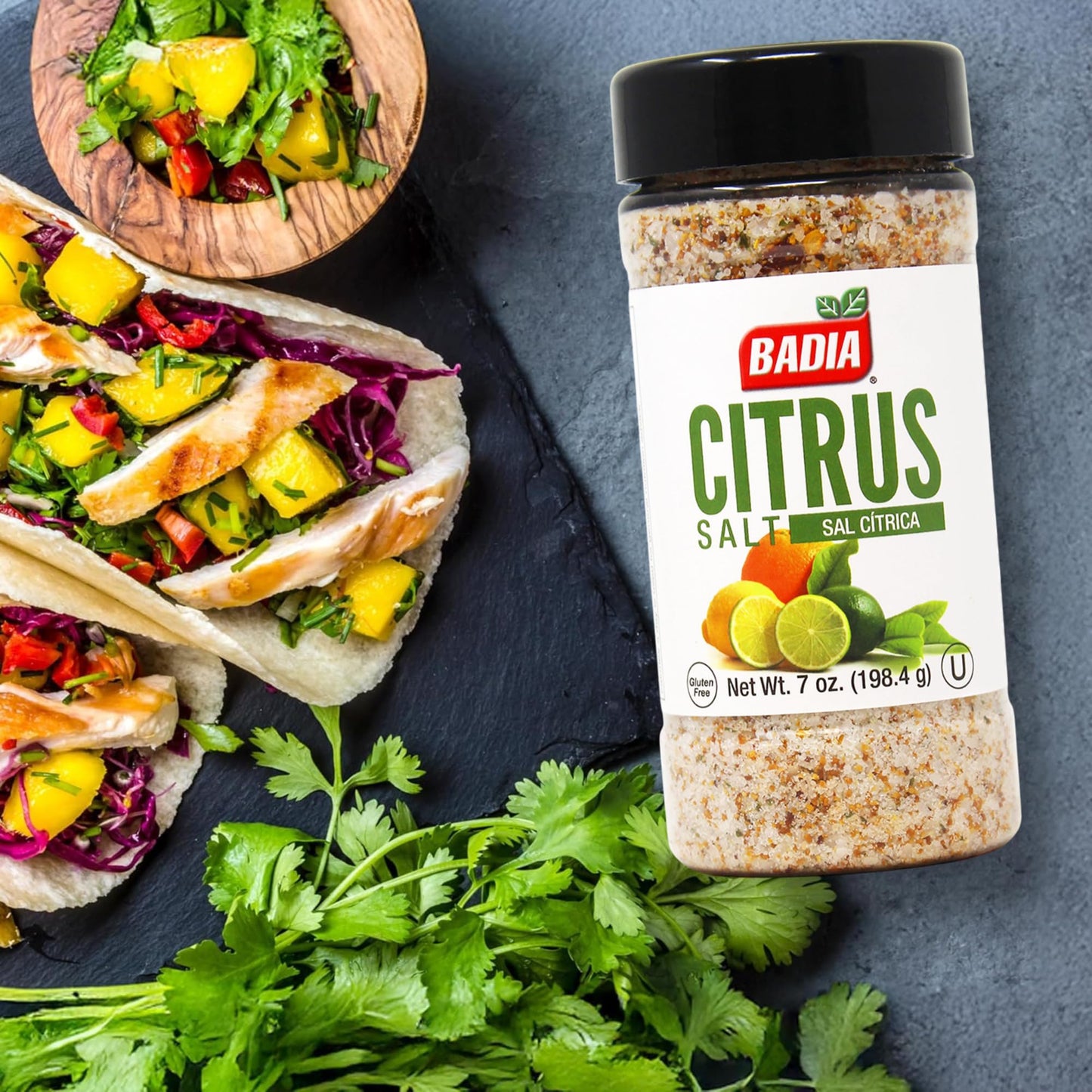 Badia Citrus Salt, 7 oz - Zesty Blend of Sea Salt with Lemon and Orange - Perfect for Seafood, Grilled Vegetables, Poultry and Cocktails