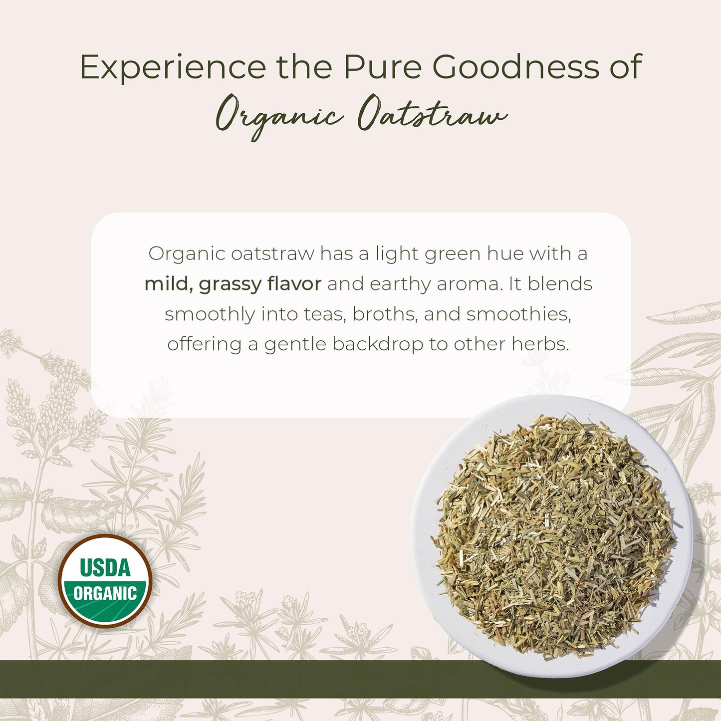 Starwest Botanicals Oatstraw Loose Leaf Organic - Dried Herb for Tea & Cooking, Cut & Sifted, Certified Kosher, Non-GMO - Bulk 1 lb Bag