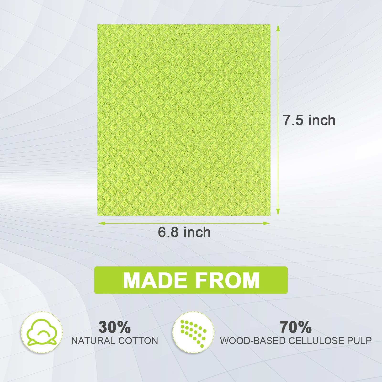 Swedish Dish Cloths - 8 Pack Reusable, Absorbent Hand Towels for Kitchen, Counters & Washing Dishes - Cellulose Sponge Cloth - Eco Friendly Gifts