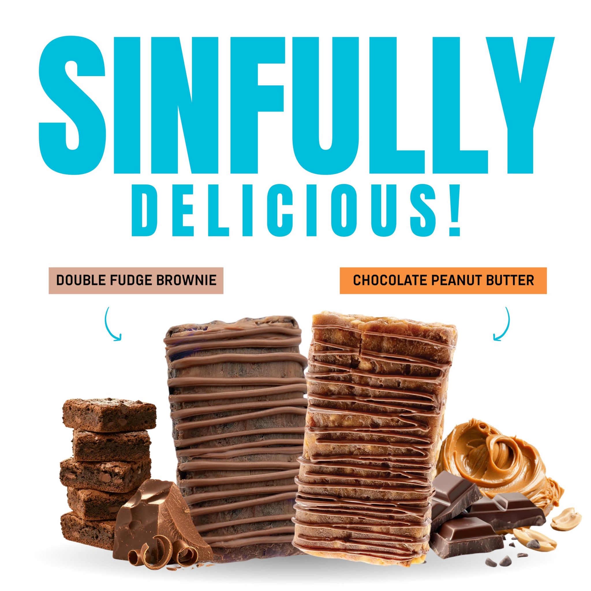 JiMMYBAR! Creatine Protein Bar Variety Pack, Chocolate Peanut Butter & Fudge Brownie, 20g Protein, 5g Creatine Per Bar, Ready-to-Eat Snack Food Bar