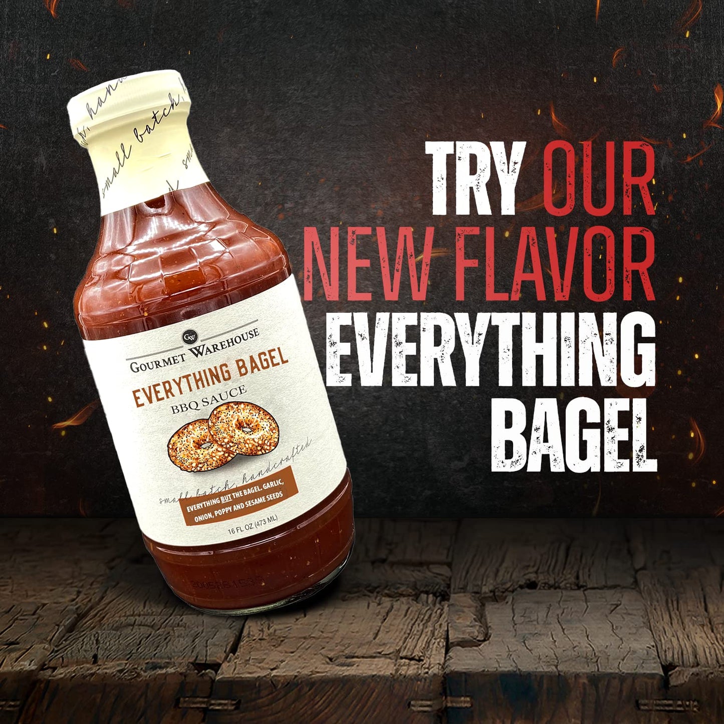 Gourmet Warehouse Small Batch BBQ Sauce Made With Natural Ingredients Gluten Free No HFCS Tangy Barbecue 16 Oz (Pack of 1) (Bourbon Barrel)