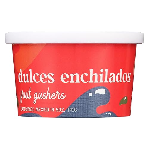 DULCES ENCHILADOS Fruit GUSHERS, fruity gummies tossed in Mexican chamoy and spices, 1-5oz Cup