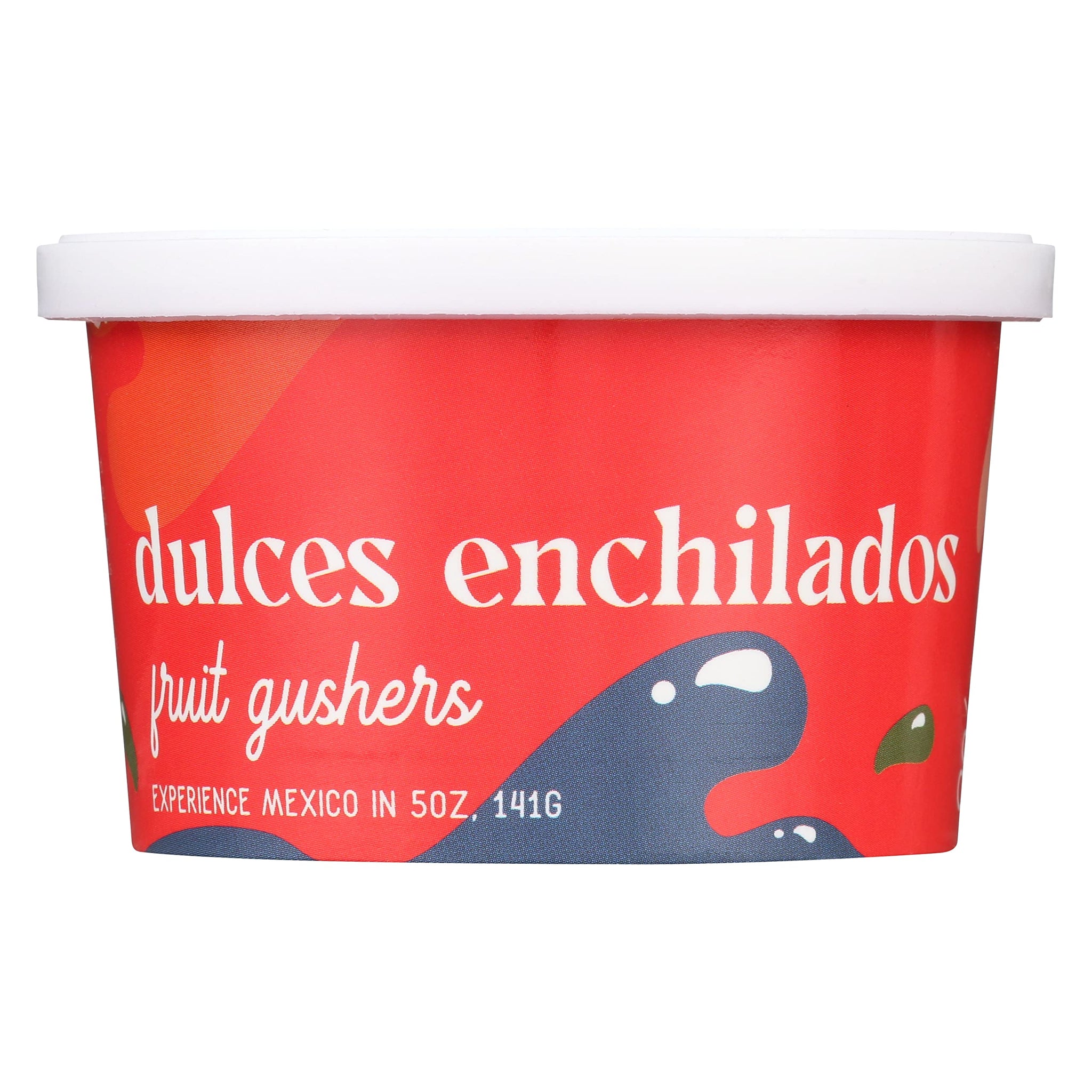 DULCES ENCHILADOS Fruit GUSHERS, fruity gummies tossed in Mexican chamoy and spices, 1-5oz Cup