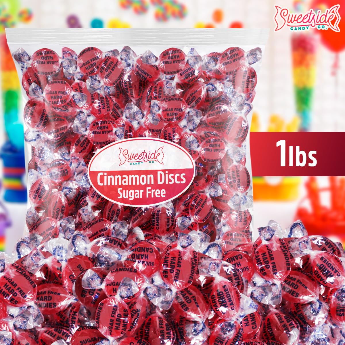 Sugar Free Cinnamon Hard Candy, 1lb Pack of Hard Candies Individually Wrapped, Great Tasting Sugar Free Candy Bulk Option, Traditional Cinnamon Hard