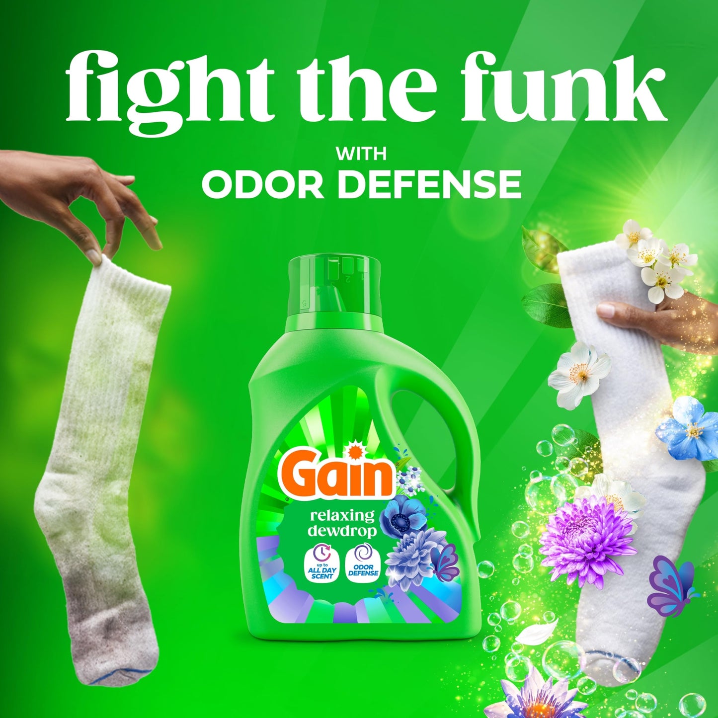 Gain Liquid Laundry Detergent, With Odor Defense, Relaxing Dewdrop Scent, Laundry Soap For HE Washing Machines, 132 fl oz, 100 Loads (Packaging May
