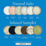 Infused & Natural Sea Salt Sampler Collection - 12-Flavor Cooking Salts Bundle in 0.5 oz Reusable Tin Each - Pure Finishing Salt Variety Pack Gift Set