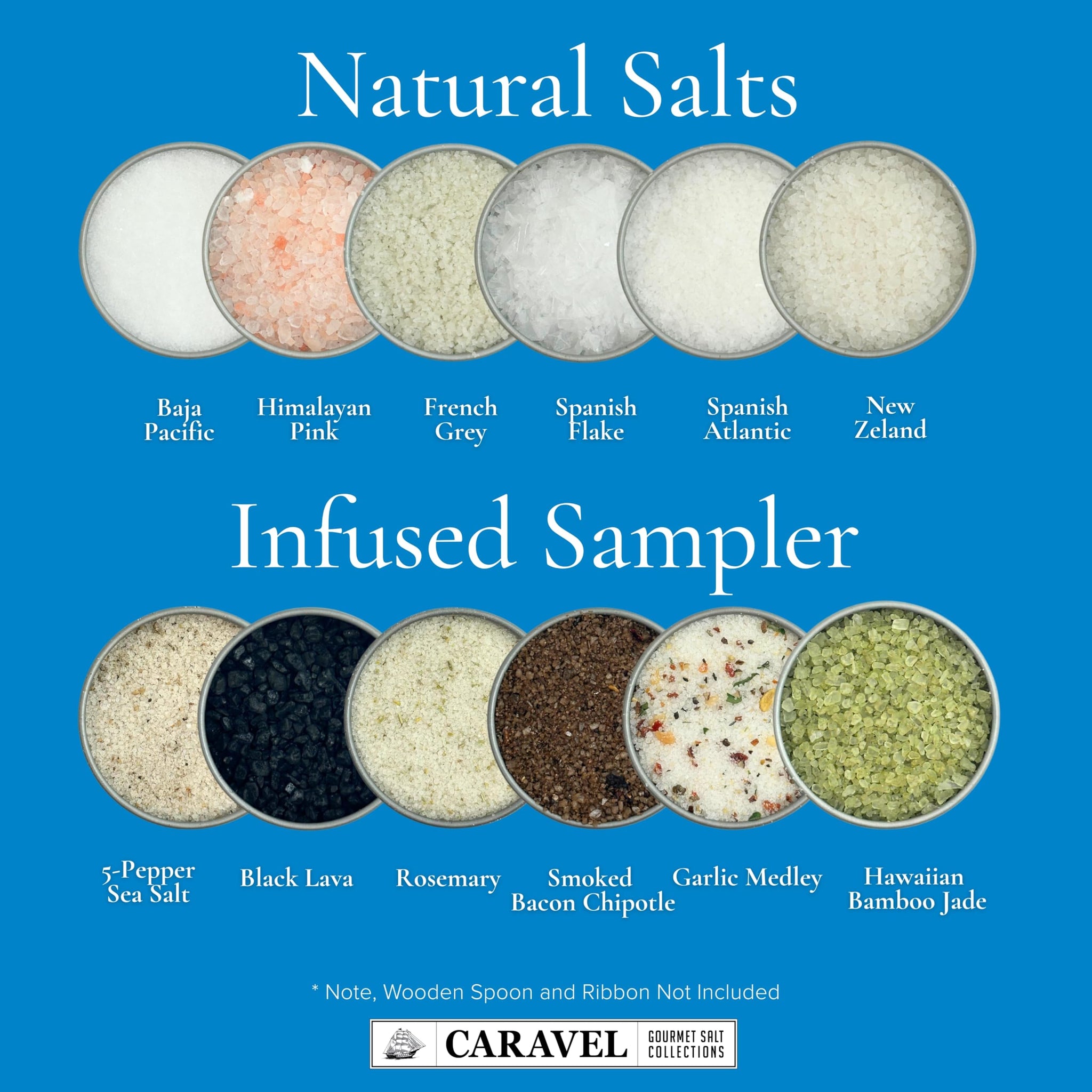 Infused & Natural Sea Salt Sampler Collection - 12-Flavor Cooking Salts Bundle in 0.5 oz Reusable Tin Each - Pure Finishing Salt Variety Pack Gift Set