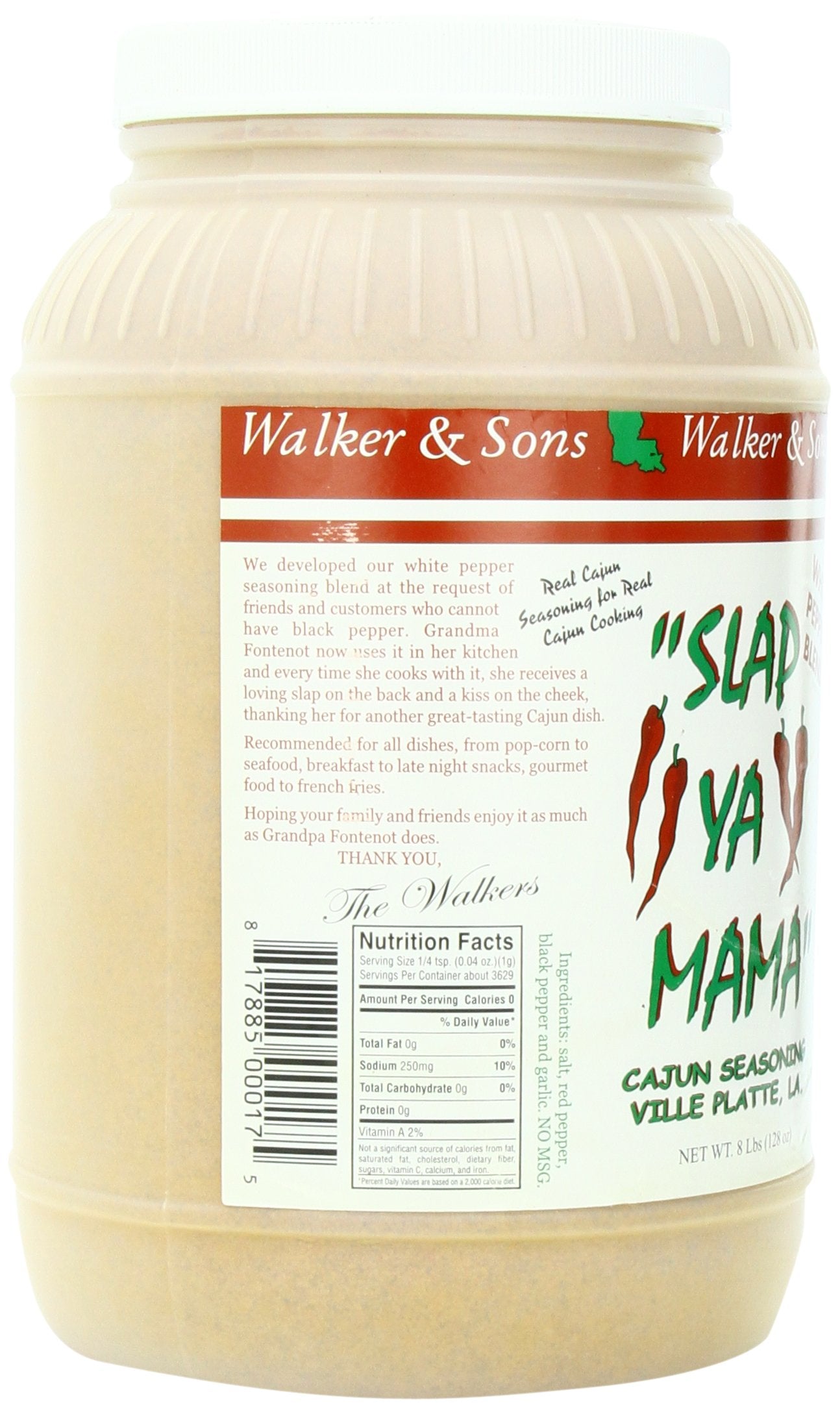 Slap Ya Mama Cajun Seasoning Blend, White Pepper, 8 Pound