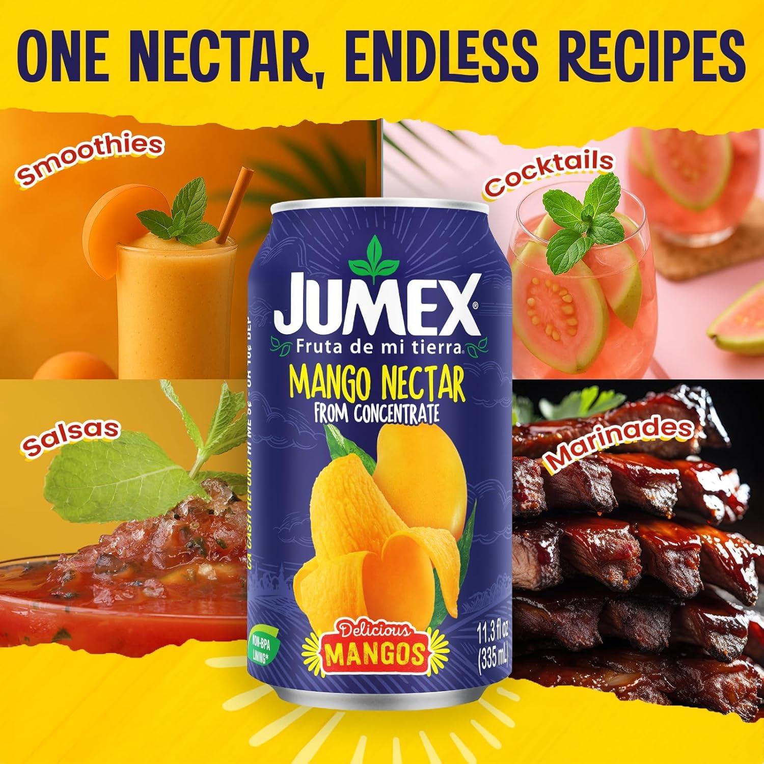 Jumex Mango Nectar - Mango Juice Nectar Made with Fresh Fruit Puree - Tropical Fruit Juice Concentrate for Smoothie Mix, Cocktail Mixers & Kids Drinks