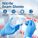 SwiftGrip Disposable Nitrile Exam Gloves, Blue, Nitrile Gloves Disposable Latex Free, Medical Gloves, Cleaning Gloves, Food-Safe Rubber Gloves, Powder