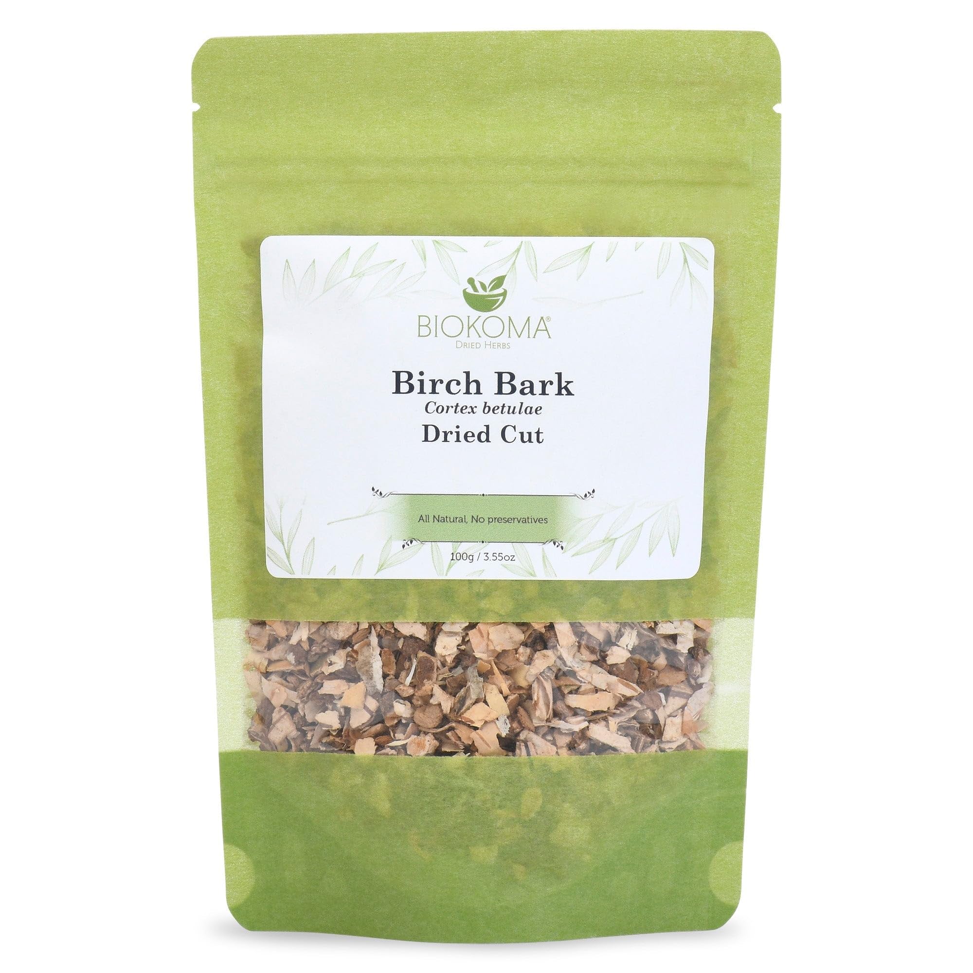 Biokoma Birch Bark Dried Cut 3.55 oz 100g Loose Herbal Tea Tree Cortex Betulae Detox Wellness Calming Rituals Caffeine Free Resealable Moisture Proof
