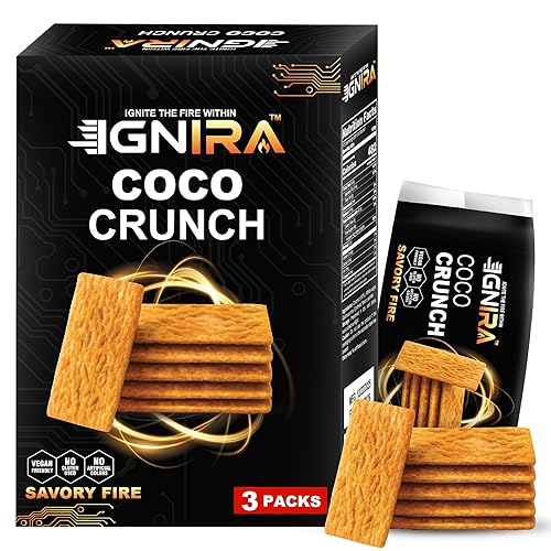 IGNIRA COCO Crunch Coconut Crackers, Crispy Plant-Based Coconut Chips, Toasted Coconut Cookie Thins, Premium Snack Treats, Creative Snacks for Adults