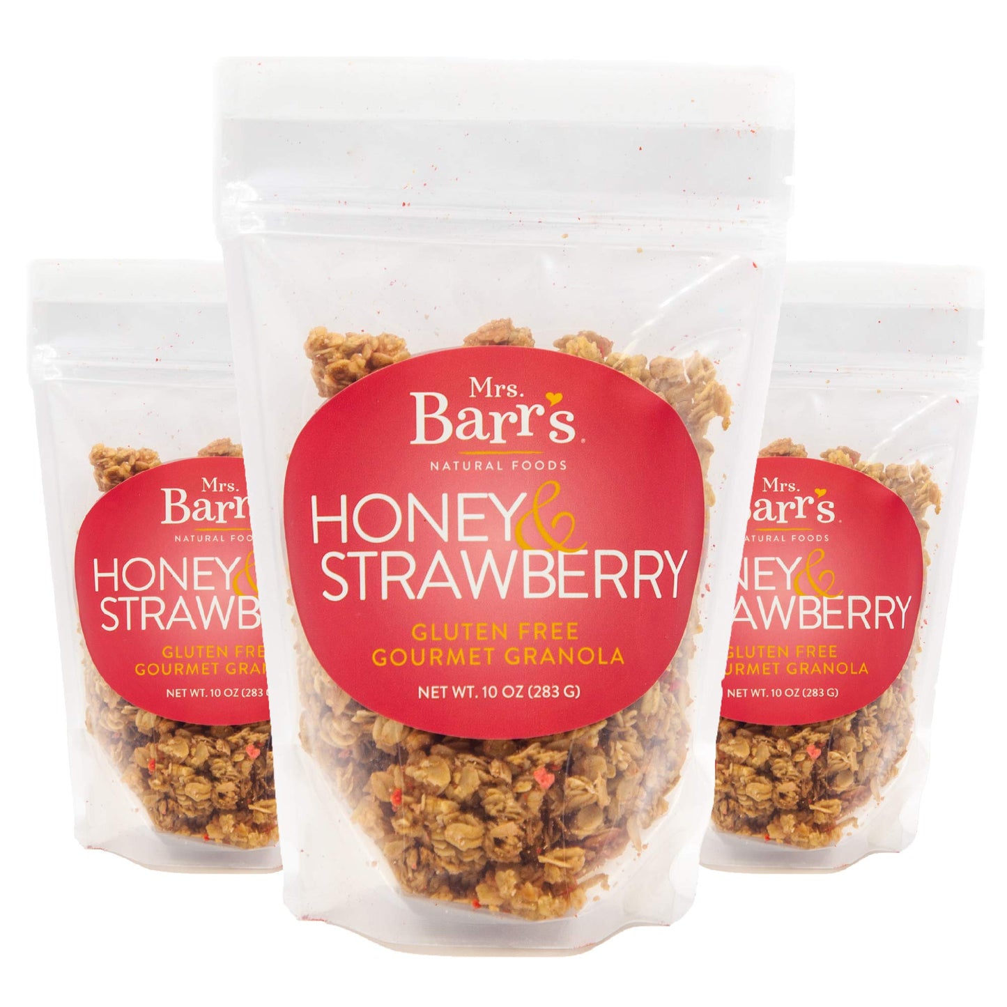 Mrs. Barr’s Natural Foods Granola | Honey & Strawberry | Certified Organic Gluten Free Oats | Soft Texture | Small Batch | Gourmet Quality | Real