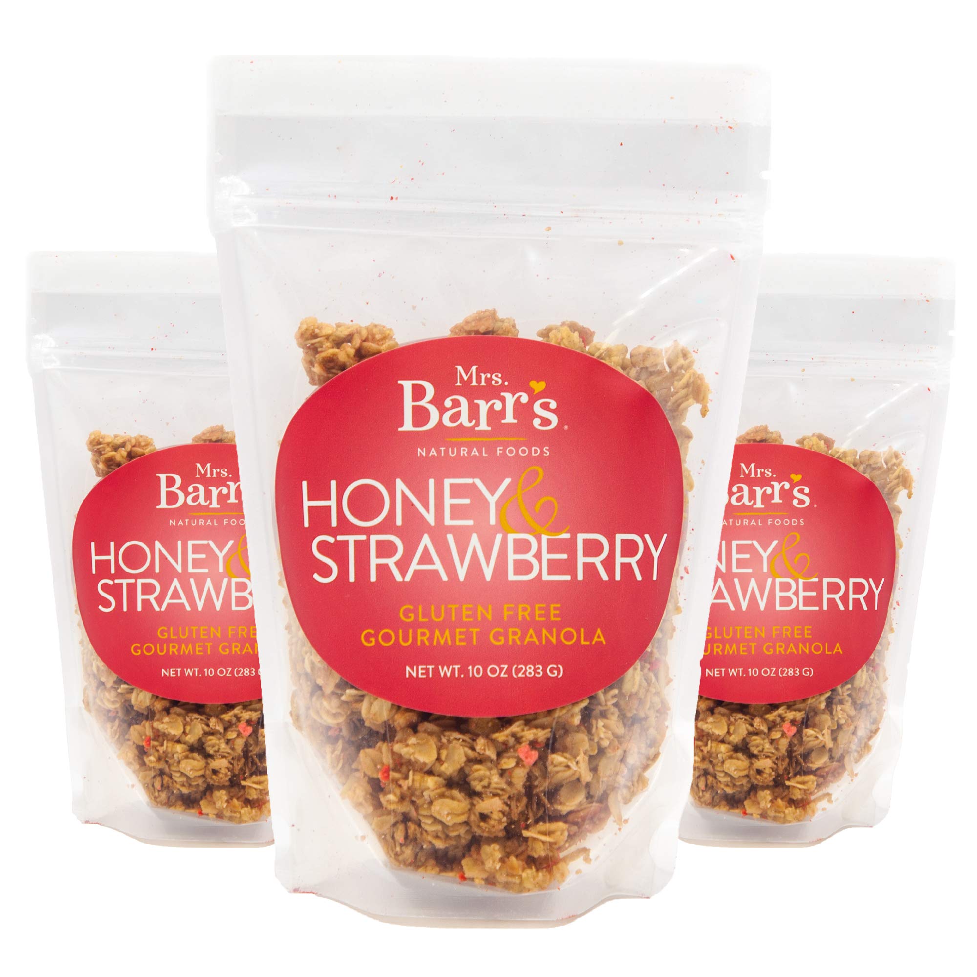 Mrs. Barr’s Natural Foods Granola | Honey & Strawberry | Certified Organic Gluten Free Oats | Soft Texture | Small Batch | Gourmet Quality | Real