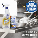 Bar Keepers Friend Cookware Cleanser Polish 13.5 oz and More Spray Foam Rust Stain Remover 25.4 oz Bundle