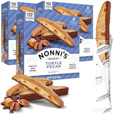 Nonni's Turtle Pecan Biscotti Italian Cookies - 3 Boxes Caramel Pecan Cookies Dipped in Milk Chocolate - Butter Pecan Biscotti Individually Wrapped