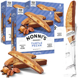 Nonni's Turtle Pecan Biscotti Italian Cookies - 3 Boxes Caramel Pecan Cookies Dipped in Milk Chocolate - Butter Pecan Biscotti Individually Wrapped