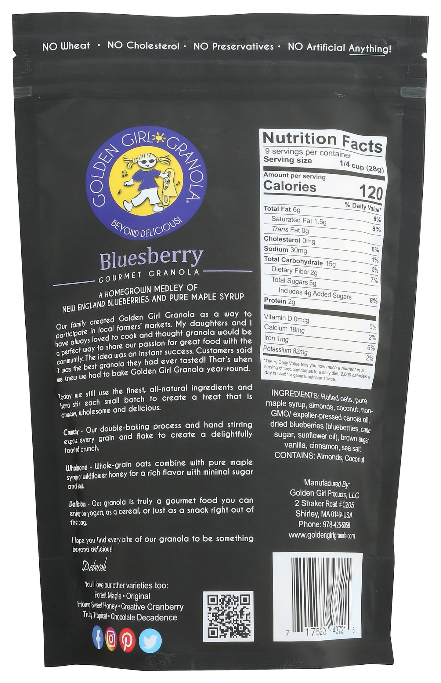 Golden Girl Granola, Granola Bluesberry, 10 Ounce
