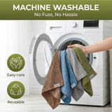 AZADARA 2-in-1 Scrub & Wipe Microfiber Cleaning Cloths - Non-Scratch Scrubbing Side + Soft Absorbent Side - Reusable Dual-Sided Cleaning Towels (6