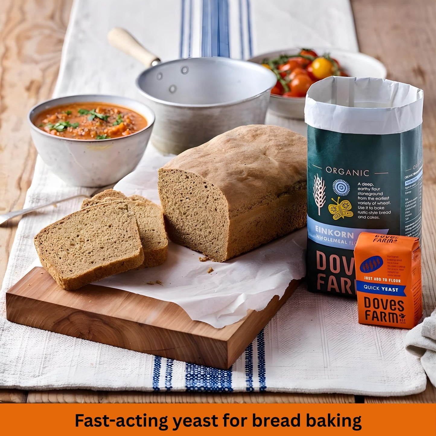 Doves Farm Quick Yeast 4.41 oz (125g) - Fast Acting Gluten Free Yeast for Baking Bread, Pizza Dough, Rolls | For Hand Baking and Bread Machine |