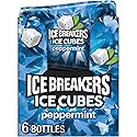 ICE BREAKERS Ice Cubes Peppermint Flavored Sugar Free Chewing Gum Bottles, 3.24 oz (6 Count, 40 Pieces)