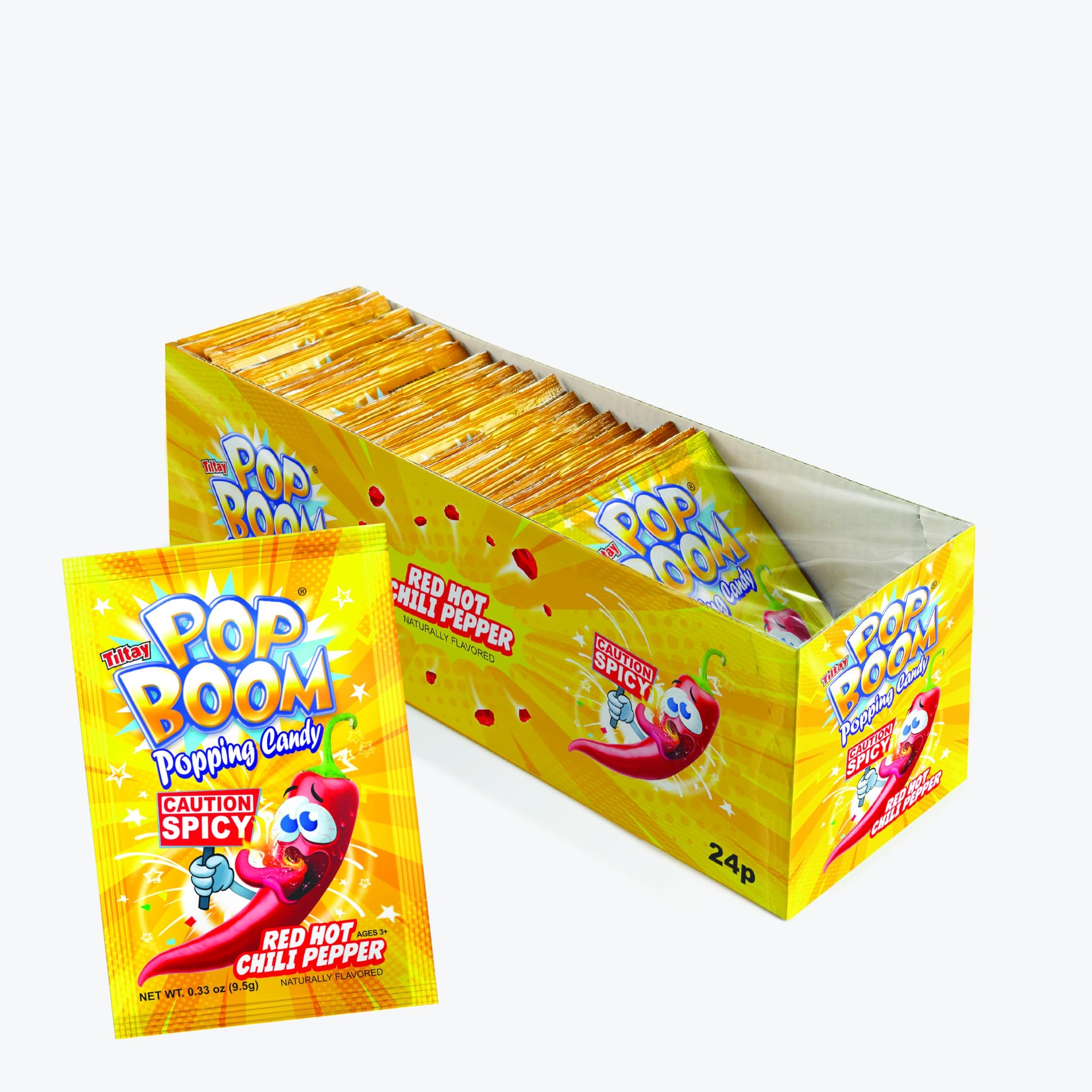 Tiltay Pop Boom - Red Hot Chili Pepper Flavor Popping Candy with display box 24 packs