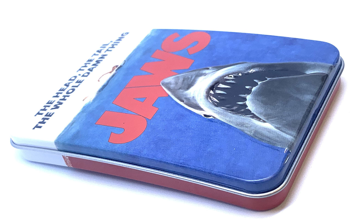 Jaws Amity Island Candy - One (1) Collectible Jaws Movie Poster Tin- Shark Teeth Shape - Sour Cherry Flavor