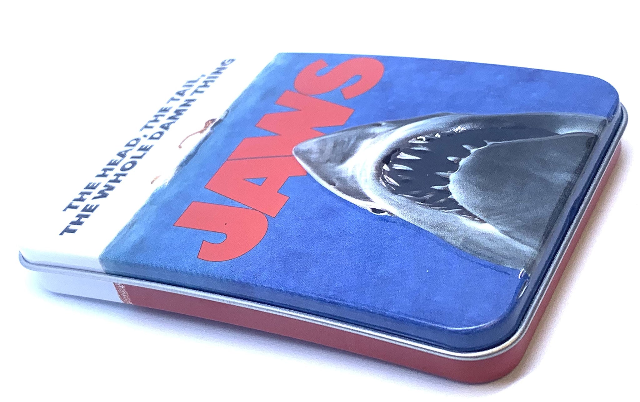 Jaws Amity Island Candy - One (1) Collectible Jaws Movie Poster Tin- Shark Teeth Shape - Sour Cherry Flavor