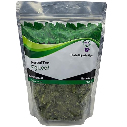 Fig Leaf Tea, Hoja de Higo, Quiere Te, 3.5 oz (100 grams), 1 Pack, Up to 66 Cups, Crushed Fig Leaf Tea, Loose Leaves, 100% Natural, Resealable Bag