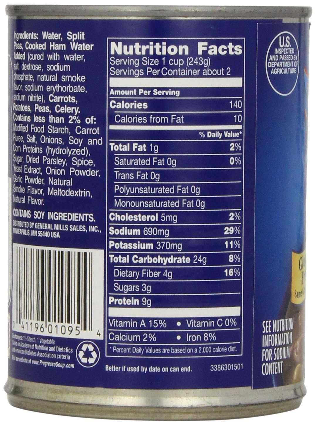 Progresso Traditional, Split Pea with Ham Soup, 19 oz. (Pack of 12)