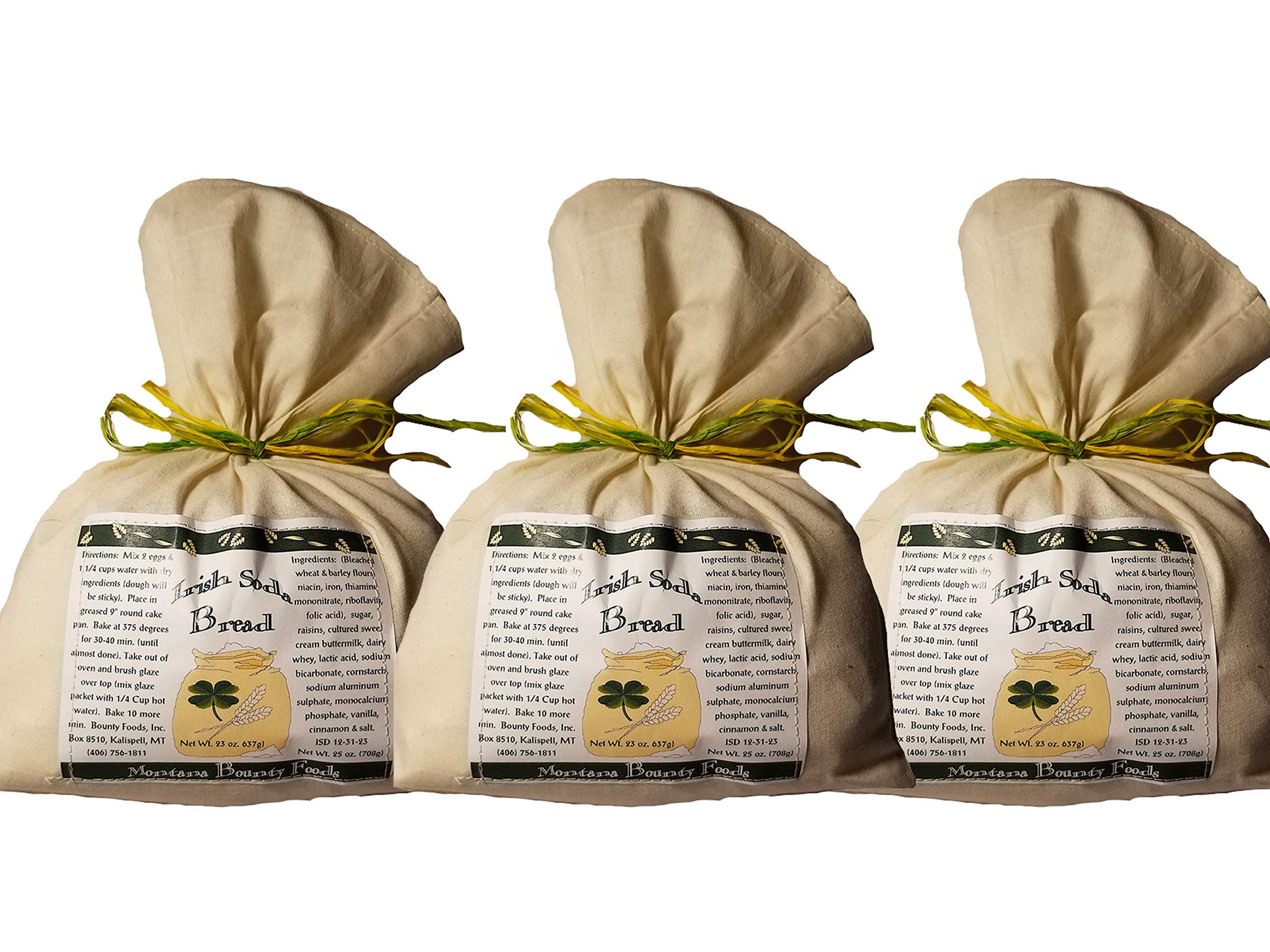 Bounty Foods Irish Soda Bread Mix 23 oz 3 Pack - Handcrafted in Montana, Traditional Recipe, Rustic Artisan Quick Bread Kit in Western-Style Bag