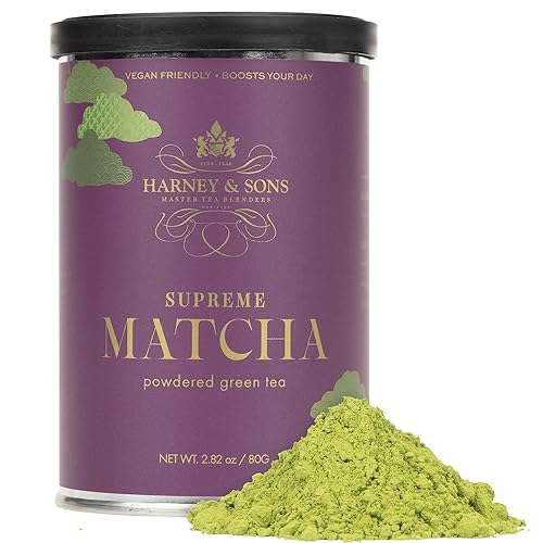 Harney & Sons Supreme Matcha, 80 gram tin, 2.82 ounces, Powdered Green Tea for Everyday, Matcha Lattes, Baking