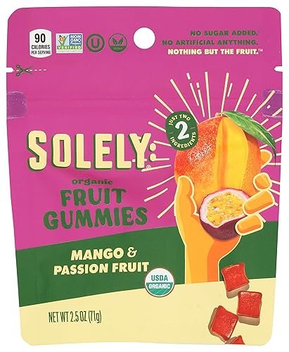 Solely Organic Mango & Passion Fruit Gummies, 2.5 OZ