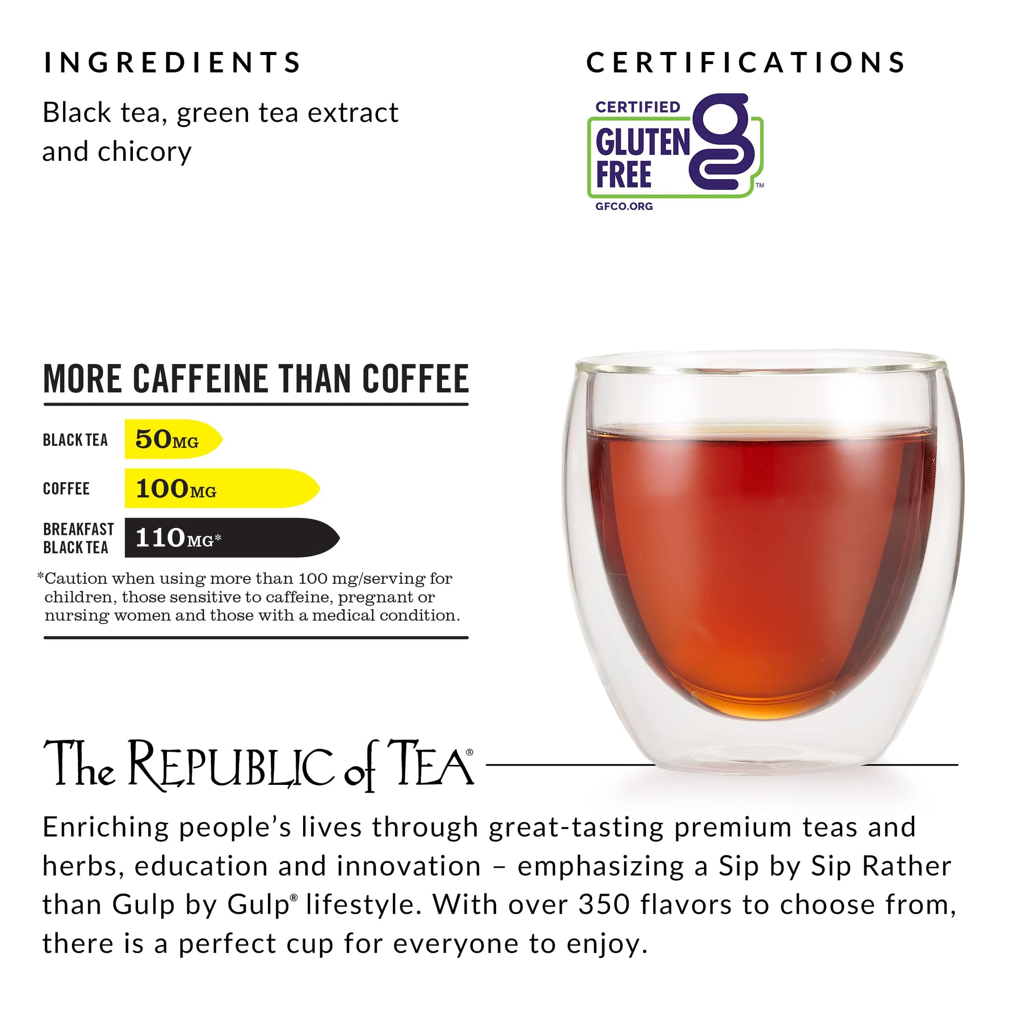 The Republic of Tea - HiCAF Breakfast Black Tea, 50 Tea Bags, High in Caffeine